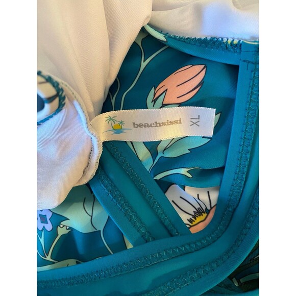 Beach Sissi  One Piece Swimsuit Plus Size XL Turquoise Tropical Swimsuit Pool - Picture 7 of 10